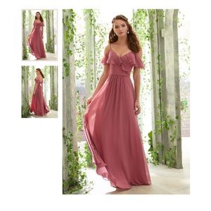 Morilee size 10 ruffled vneck bridesmaid dress.